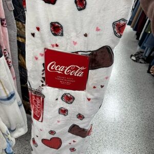 Coca-Cola Plush Blanket with Red and Brown Accents